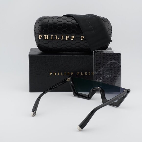 Philipp Plein SPP031S 0700 Shield Sunglasses - Black/Grey - Picture 10 of 11